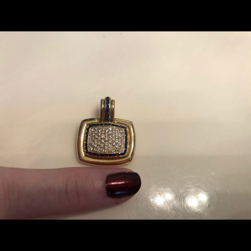 Diamond and sapphire slide pendant - Picture 3 of 10